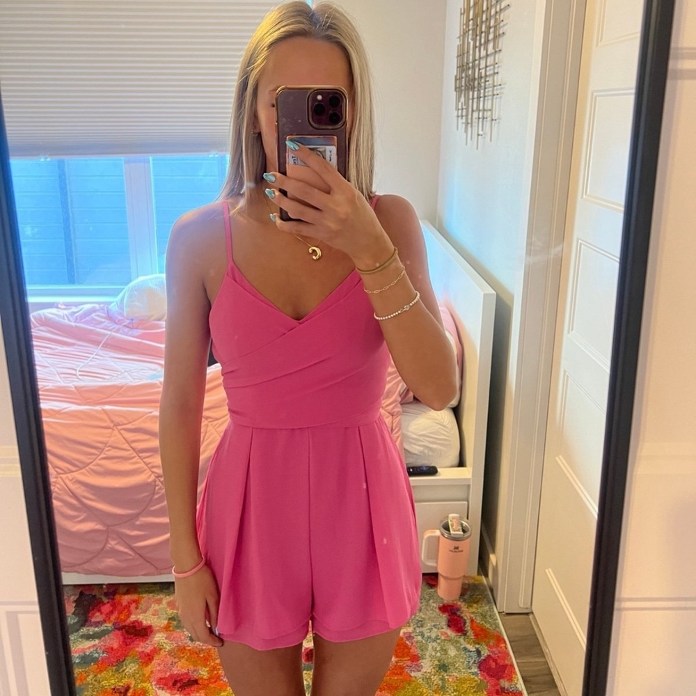 American Threads Hot Pink Spaghetti Strap Romper